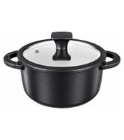 Ø 28cm Geschmiedeter Kochtopf aus Aluminium mit Antihaftbeschichtung & Glasdeckel **B-Ware – geprüft** Schwarz