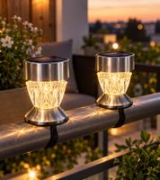 Set di 2 luci solari da balcone per esterni con base in acciaio inox, circa 5,5 cm **B-Stock – Ispezionate** Argento