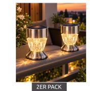 Set di 2 luci solari da balcone per esterni con base in acciaio inox, circa 5,5 cm **B-Stock – Ispezionato** Argento