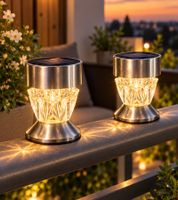 Set di 2 luci solari da balcone per esterni con base in acciaio inox, circa 5,5 cm **B-Stock – Ispezionato** Argento