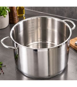 24 cm Edelstahl-Topf mit Integrierte Messskala auf der Innenseite Kochtopf 6 L **B-Ware – geprüft** Silber