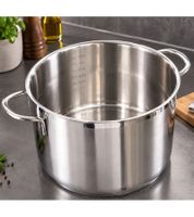 24 cm Edelstahl-Topf mit Integrierte Messskala auf der Innenseite Kochtopf 6 L **B-Ware – geprüft** Silber