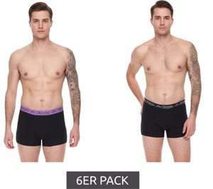 Kappa Men's Boxer Shorts 6-Pack with Brand Lettering and Logo – Black/Purple