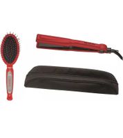 REVLON Glätteisen mit Keramikplatten inkl. Haarbürste & Aufbewahrungstasche Haar-Pflege **B-Ware** Rot