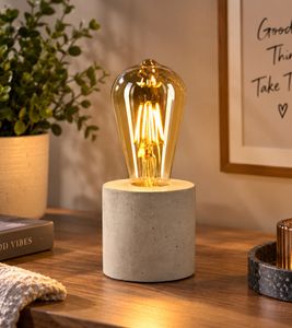 eLEDtrik Akku-Dekoleuchte mit echtem Betonfuß und Retro-Filament-Leuchtmittel LED-Tischleuchte ca. Ø 8 x 20 cm **B-Ware – geprüft** Grau