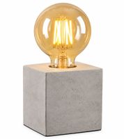 eLEDtrik Akku-Dekoleuchte mit echtem Betonfuß und Retro-Filament-Leuchtmittel LED-Tischleuchte ca. Ø 8 × 8 x 15,5 cm **B-Ware – geprüft** Grau