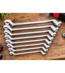 meistercraft Doppel-Ringschlüssel-Set mit 8 Doppelringschlüsseln Werkzeugschlüssel-Set **B-Ware – geprüft** Silber