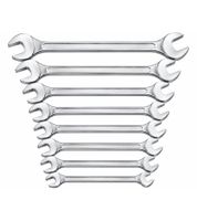 8-teiliges meistercraft Doppel-Gabelschlüssel-Set mit 16 verschiedene Schlüsselweiten Werkzeugschlüssel-Set **B-Ware – geprüft** Silber