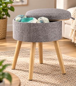 HEDURA Sitzhocker mit großzügigem Stauraum & bodenfreundlichen Standfüßen 35,5 × 45 cm **B-Ware – geprüft** Grau
