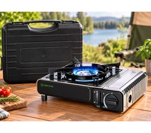 TREKSTONE Single Camping Stove with Piezo Ignition & Carry Case **B-Stock – Inspected** Black