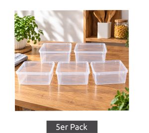 keeeper Bea 5er-Set Aufbewahrungsbox ohne Deckel Stapel-Box 5 x 1,7 L 19,5 x 16,5 x 8,5 cm **B-Ware – geprüft** Weiß/Transparent