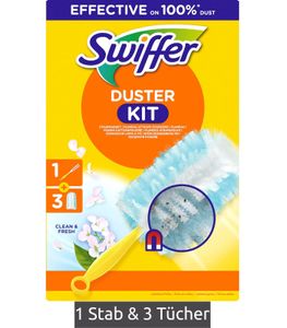 Swiffer Staubmagnet Starterset mit Griff + 3 Tücher mit Clean & Fresh Duft Haushalt **B-Ware – geprüft** 8170656 Gelb/Blau