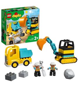 LEGO DUPLO Excavator and Truck Playset – Excavator with rotating shovel and dump truck with loadable boulders – Educational toy **B-stock – inspected** 10931 – Multicolored