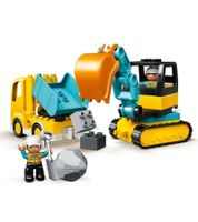 LEGO DUPLO Excavator and Truck Playset – Excavator with rotating shovel and dump truck with loadable boulders – Educational toy **B-stock – inspected** 10931 – Multicolored