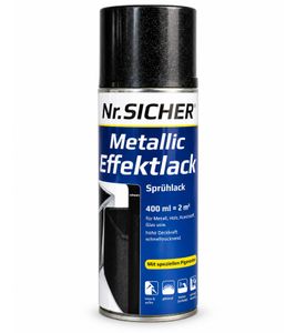 Nr. Sicher Metallic Effect Paint Spray 400ml for up to approx. 2m² with special effect pigments, high coverage & quick-drying  **B-Grade – tested** in Black