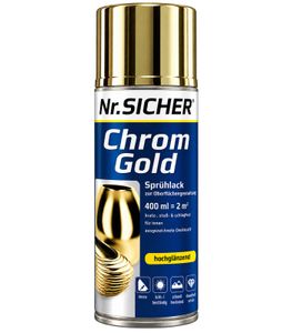Nr. Sicher Chrome Gold Spray Paint high-gloss, scratch-, impact- & shock-resistant for indoor use 400ml for up to 2m² **B-Grade – tested** in Gold