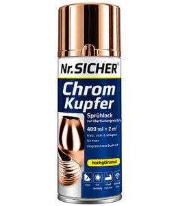 Nr. Sicher Chrome Copper Spray Paint high-gloss, scratch-, impact- & shock-resistant for indoor use 400ml for up to 2m² **B-Grade – tested** in Copper