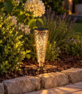 Schöne Solar-Stecker aus Metall und Kunststoff für Außen, LED Gartenlampe ohne Erdspieß ca. 18 cm **B-Ware – geprüft** Kupfer