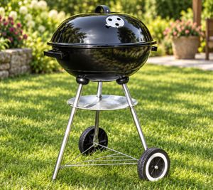 Barbacoa de carbón tipo kettle LANDMANN CG-I-415 con tapa, regulador de ventilación y ruedas Ø41cm **Producto de segunda selección – probado** en Negro