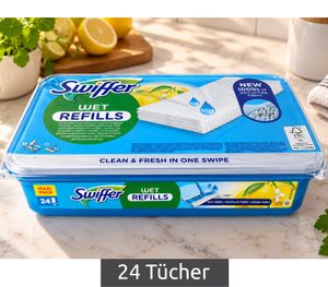 Swiffer MAXI PACK - 24 lingettes humides pour sols avec des milliers de fibres anti-déversement **Produit de seconde main - Vérifié** Recharges humides blanches