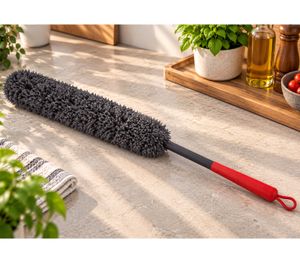 Plumeau en microfibre Dirt Devil XL avec poignée ergonomique, env. 12 x 4,5 x 59,5 cm **Produit de seconde main – Vérifié** Gris/Rouge