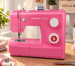 SINGER SIMPLE Nähmaschine mit 23 integrierte Stiche: Grund-, Stretch- und Zierstiche **B-Ware – geprüft** 3223 Rosa