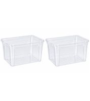 2er-Set keeeper Bea Aufbewahrungsbox ohne Deckel Stapel-Box 39 × 33,5 × 32 cm 30L **B-Ware – geprüft** Weiß/Transparent