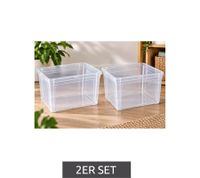 2er-Set keeeper Bea Aufbewahrungsbox ohne Deckel Stapel-Box 39 × 33,5 × 32 cm 30L **B-Ware – geprüft** Weiß/Transparent