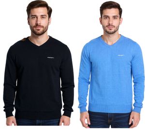 HACKETT LONDON GOLF Herren Baumwoll-Pullover Strick-Pullover mit V-Ausschnitt Langarm-Shirt HMX500 in Schwarz oder Blau