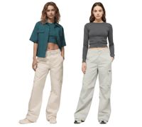 modische NIKE Damen Cargo-Hose Alltags-Hose Baumwoll-Hose in Hellgrau und Beige