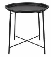 Beistelltisch aus Metall mit abnehmbarer Polypropylen-Tischplatte 47,5cm x 51cm 7623019 Schwarz