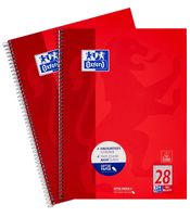 Oxford A4 Spiral Notebook 2-Pack, Squared (Grid), 160 Sheets Total (2 x 80 Sheets), Punched, Optik Paper+, Red