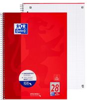 Oxford A4 Spiral Notebook 2-Pack, Squared (Grid), 160 Sheets Total (2 x 80 Sheets), Punched, Optik Paper+, Red