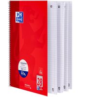 Oxford A4 Spiral Notebook 2-Pack, Squared (Grid), 160 Sheets Total (2 x 80 Sheets), Punched, Optik Paper+, Red
