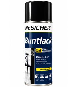 Vernice colorata e primer 2 in 1 Sicher n. 400 ml per circa 2 m² Resistente a graffi, urti e impatti, nero lucido