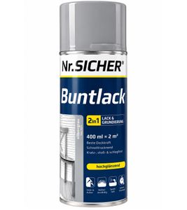 Pintura y imprimación 2 en 1 N.º SICHER de 400 ml para hasta aprox. 2 m². Resistente a arañazos, impactos y golpes. Gris de alto brillo.