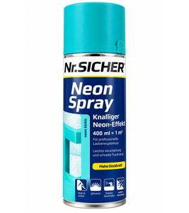 N.º SICHER Espray Neón con un vibrante efecto neón, 400 ml, cubre hasta aprox. 1 m², alta cobertura, brillante y resistente a la intemperie, turquesa neón