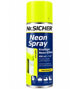 N.º SICHER Spray Neón con un vibrante efecto neón, 400 ml, cubre hasta aprox. 1 m², alta cobertura, brillante y resistente a la intemperie, amarillo neón
