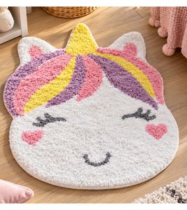 Alfombra infantil lavable TODAY con un adorable diseño de unicornio, de algodón puro, aprox. 50 x 60 cm, multicolor