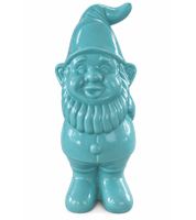 Nain de jardin décoratif en dolomite, avec chapeau long et barbe. Dimensions approximatives : 25 × 10 × 9,5 cm. **Grade B – inspecté** Bleu