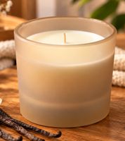 bolsius True Joy "Vanilla Delight" scented candle – warm vanilla fragrance with Scent Fusion Technology for an intense scent experience; decorative candle in taupe/beige