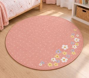 baby best "Meerjungfrau" mit Blumen Kinderteppich Ø90cm Teppich aus 100% Polyamid, strapazierfähig, pflegeleicht & rutschhemmend Kinderzimmer-Teppich Mehrfarbig