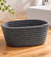 HEDURA Deko-Korb aus geflochtener Baumwolle Aufbewahrungs-Korb ca. 20 x 10 x 13 cm 9950227 Grau