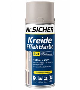 2in1 Nr. SICHER Kreide-Effektfarbe Lack & Grundierung 400 ml für bis zu ca. 2m² im Vintage-Look schnelltrockend Steingrau