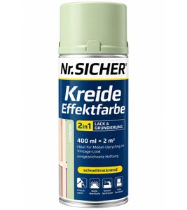 2in1 Nr. SICHER Kreide-Effektfarbe Lack & Grundierung 400 ml für bis zu ca. 2m² im Vintage-Look schnelltrockend Lindgrün