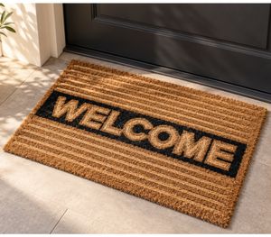 andiamo Fußmatte KOKOS AMALFI 40 x 60 cm für jede Jahreszeit aus Kokos mit WELCOME Schrift für Innen in Braun/Schwarz