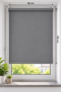 ca. 80 x 150 cm Fenster-Verdunkelungsrollo inkl. Befestigungshaken Fenster-Rollo Sonnenschutz Grau