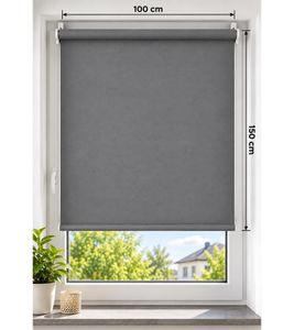 ca. 100 x 150 cm Fenster-Verdunkelungsrollo inkl. Befestigungshaken Fenster-Rollo Sonnenschutz Grau