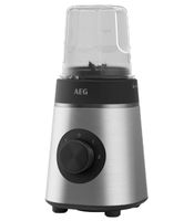 AEG Standmixer mit 3 Flaschen zum Mitnehmen & Zerkleinerer CB4-1-6ST Deli 4 Standmixer Edelstahl (350 Watt, 0.92 l) **B-Ware – geprüft** Silber/Schwarz