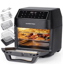 GOURMETmaxx 4-in-1 XXL-Heißluftfritteuse Ofen, Grill und Dörrautomat in einem Gerät 12L 1700W 10 Programme Airfryer **B-Ware – geprüft** Schwarz